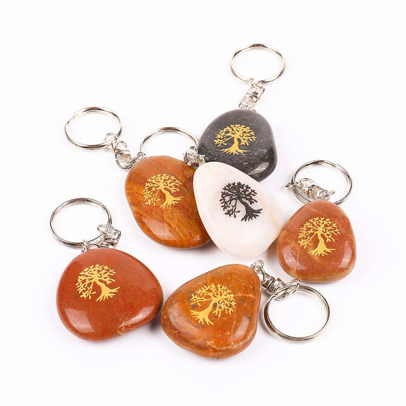 ROCKIMPACT 12PCS Life Tree Inspirational Stone Key Chains, Engraved Natural River Rock Key Rings, Pocket Stone Keychain, Bulk Word Stone Wholesale Keyring (Pack of 12, Tree of Life) - Image 5